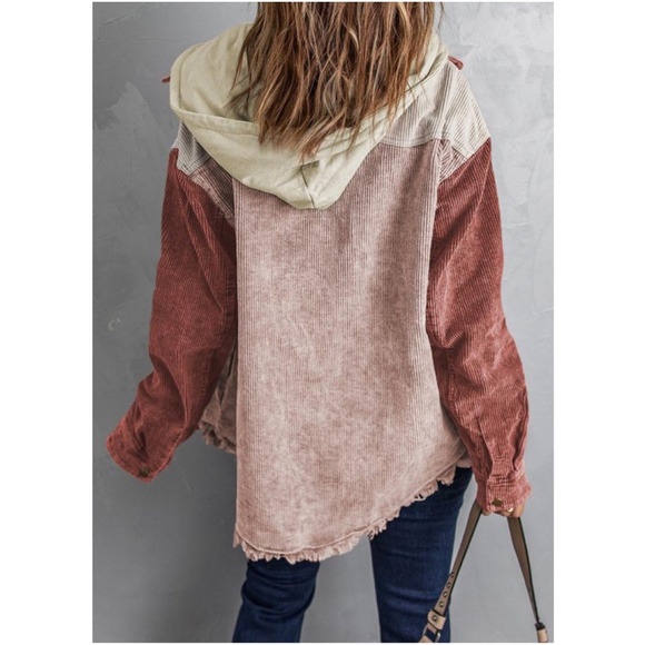 Color Block Corduroy Jacket Shacket - Picture 2 of 6